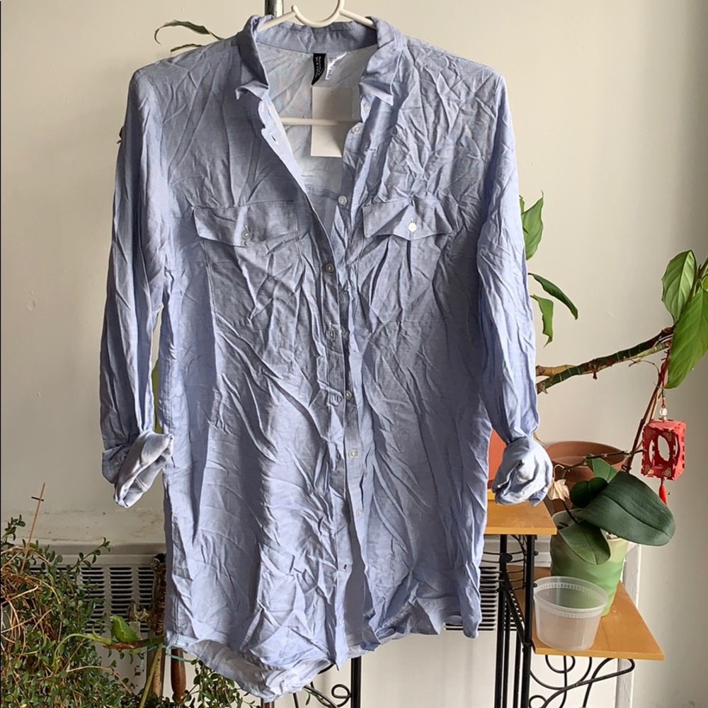 NWT H&M blue button down tunic size 4